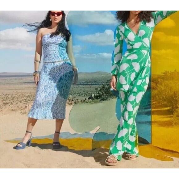 DVF Diane Von Furstenberg Target Women's A-Line Sea Twig Blue Skirt Size L Large - Picture 11 of 14